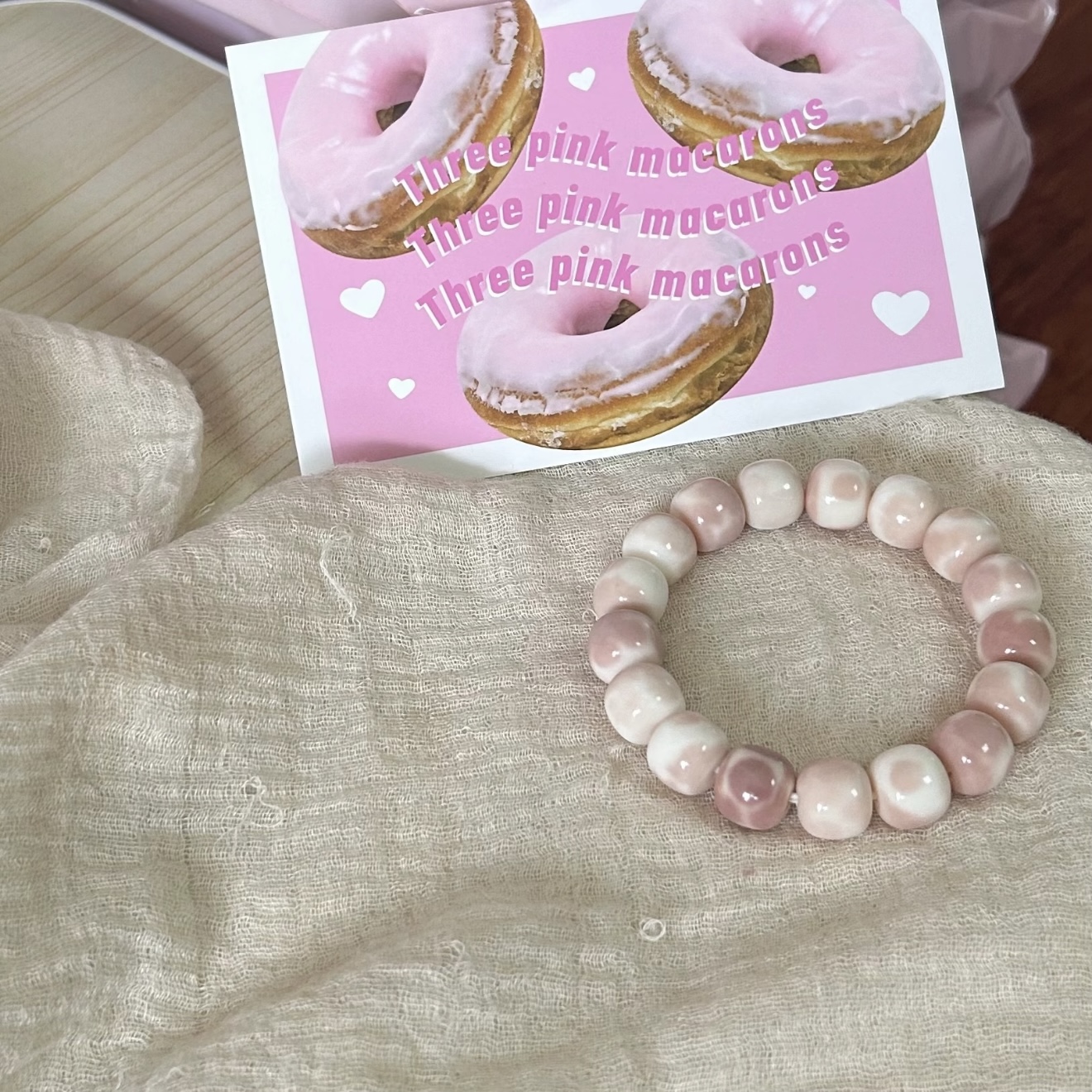 Thumbnail of Decorative Bodhi beads bracelet pink