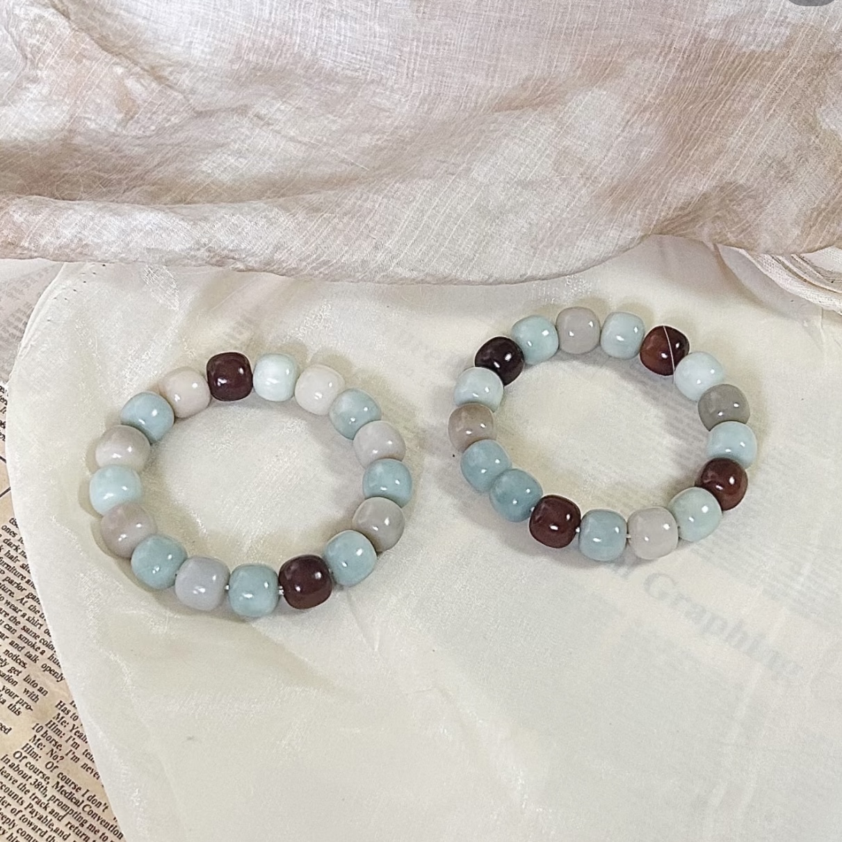 Decorative Bodhi beads bracelet mint
